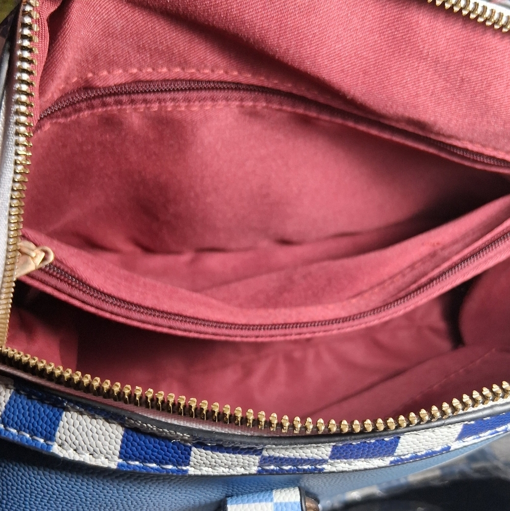 CALEESA Blue and White Checkered Women's Bag - Picture 5 of 6